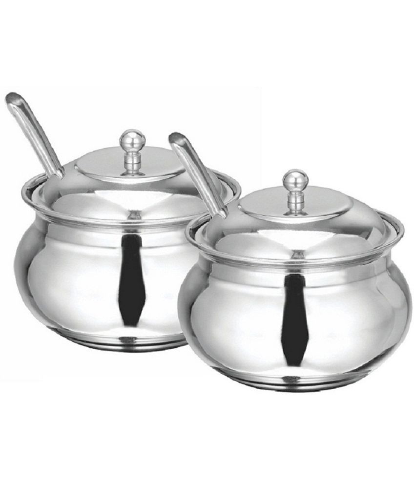     			erum - ghee pot Silver Steel Pickle Container ( Set of 2 ) - 200 ml