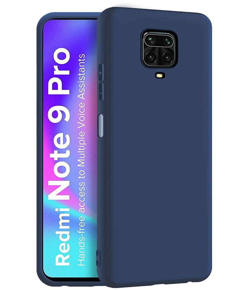     			Case Vault Covers - Blue Silicon Plain Cases Compatible For Xiaomi Redmi Note 9 Pro ( Pack of 1 )