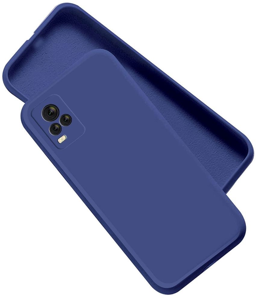     			Case Vault Covers - Blue Silicon Plain Cases Compatible For Vivo Y73 ( Pack of 1 )