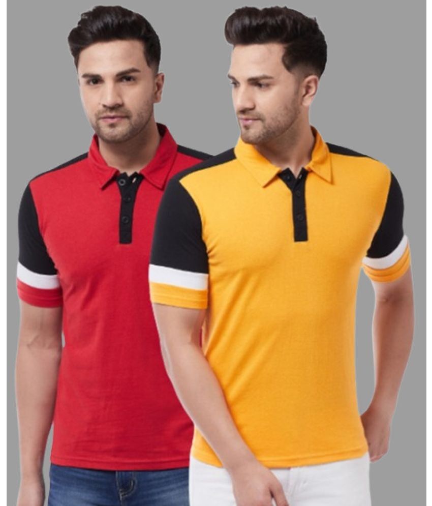 Gritstones - Multicolor Cotton Blend Regular Fit Men's Polo T Shirt ( Pack of 2 )