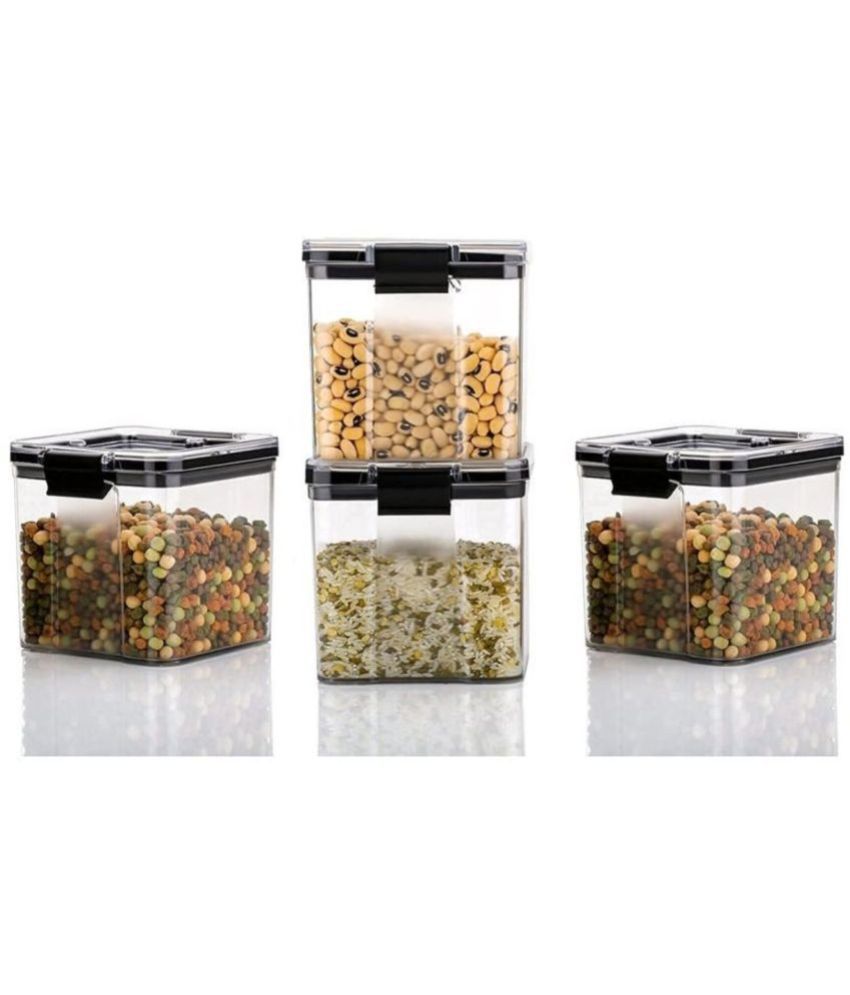     			MAMIRA - Airtight Container Plastic Black Spice Container ( Set of 4 )