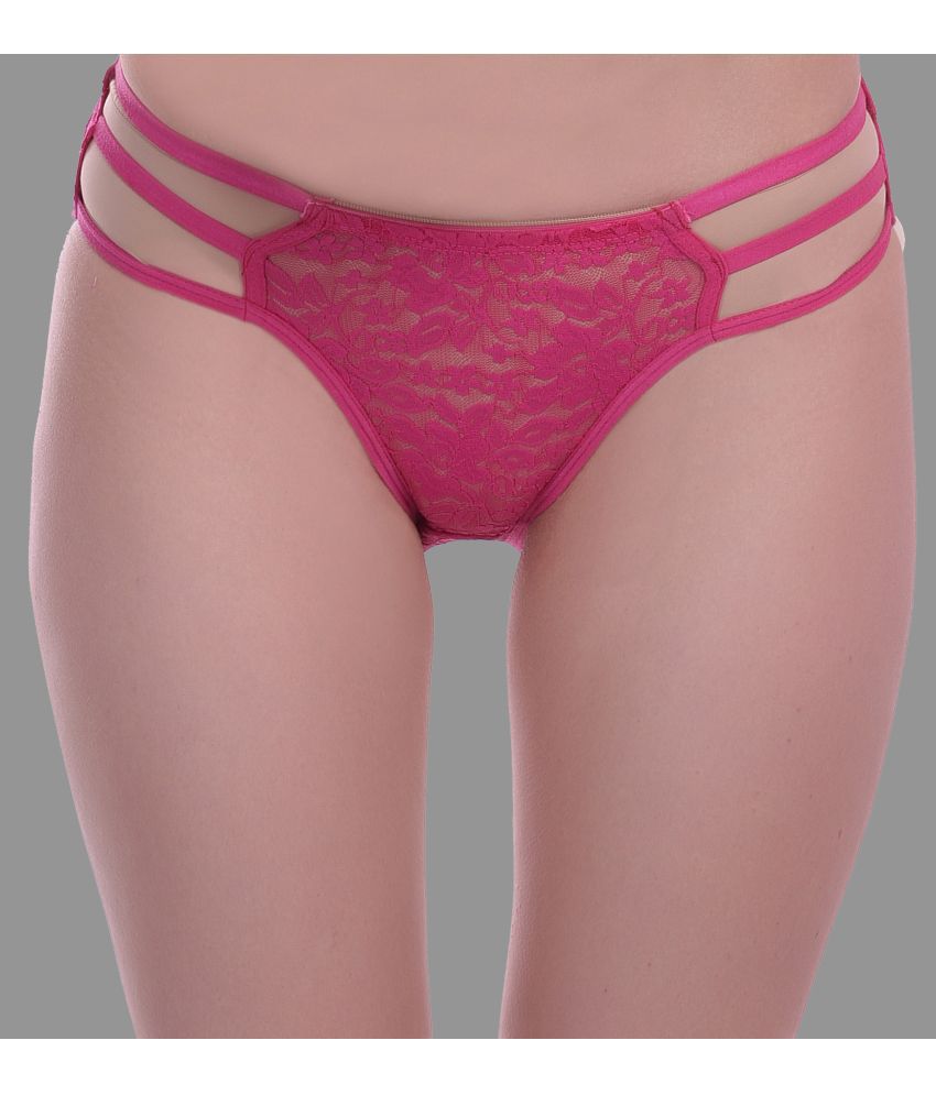 Madam - Pink Lace Self Design Women's Bikini ( Pack of 1 )