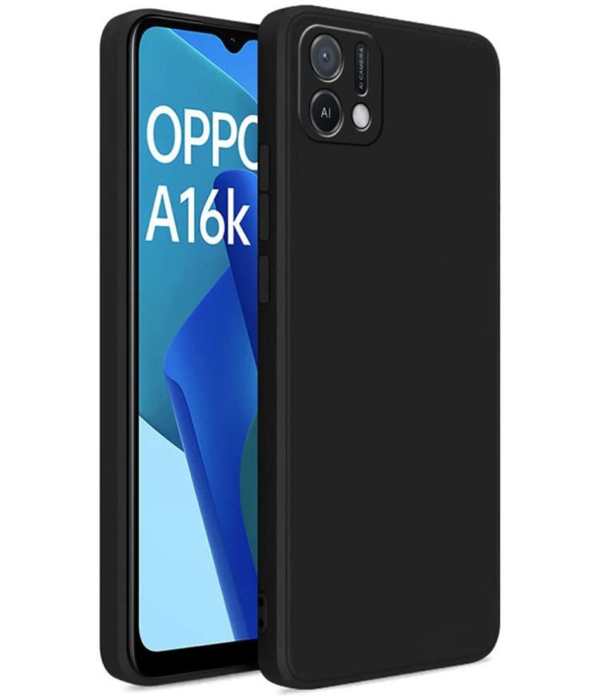     			ZAMN - Black Silicon Plain Cases Compatible For OPPO A16K ( Pack of 1 )