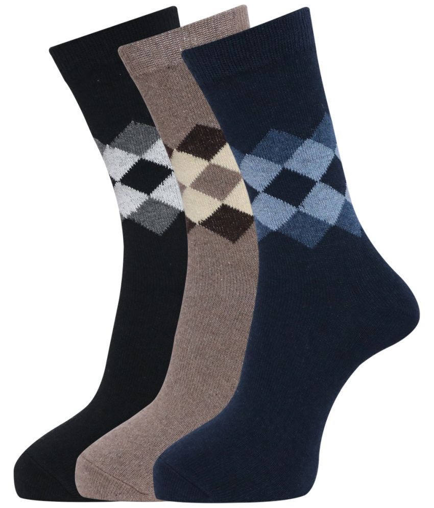     			Dollar - Woollen Men's Self Design Multicolor Mid Length Socks ( Pack of 3 )