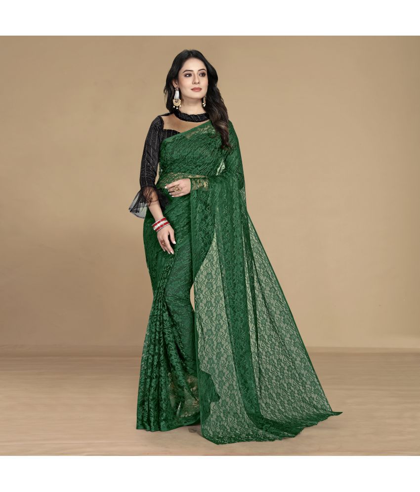     			Rekha Maniyar Fashions - Green Net Saree With Blouse Piece ( Pack of 1 )