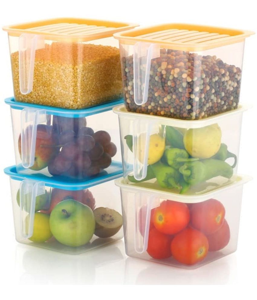     			THRIFTKART - Fridge storage Plastic Transparent Food Container ( Set of 6 )