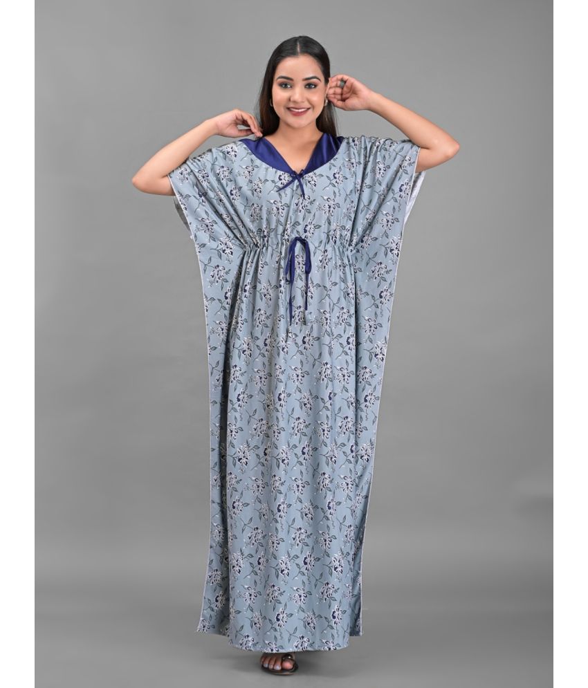     			Apratim - Grey Satin Women's Nightwear Kaftan Night Dress ( Pack of 1 )