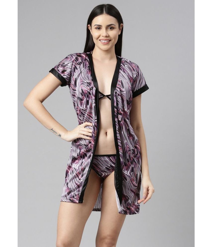     			BAILEY SELLS - Purple Satin Women's Nightwear Robes ( Pack of 2 )