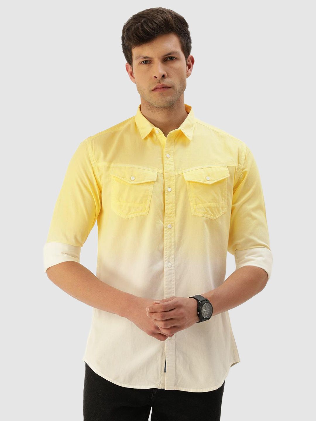     			Bene Kleed - Yellow Cotton Blend Regular Fit Men's Casual Shirt ( Pack of 1 )