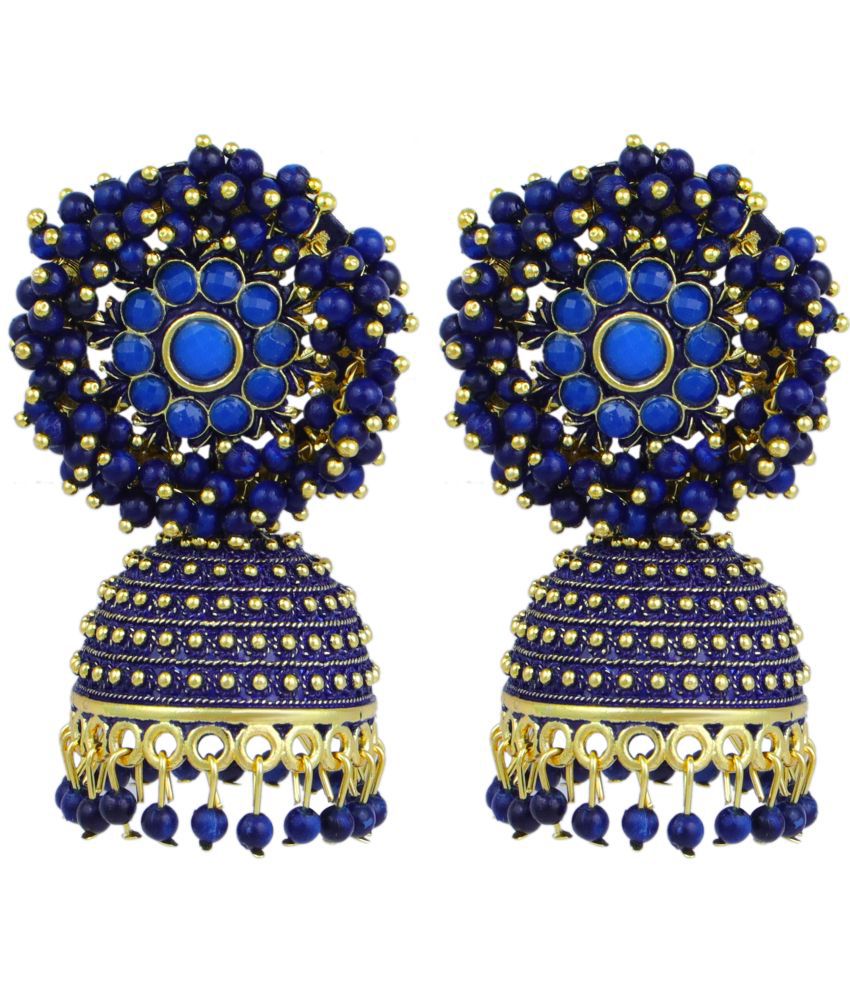     			FASHION FRILL - Blue Jhumki Earrings ( Pack of 1 )