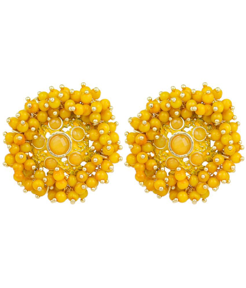     			FASHION FRILL - Yellow Stud Earrings ( Pack of 1 )