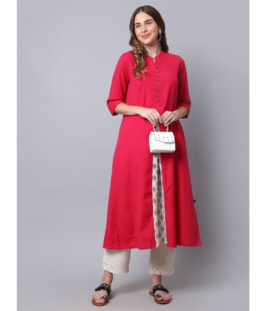     			Pistaa - Pink Cotton Women's A-line Kurti ( Pack of 1 )