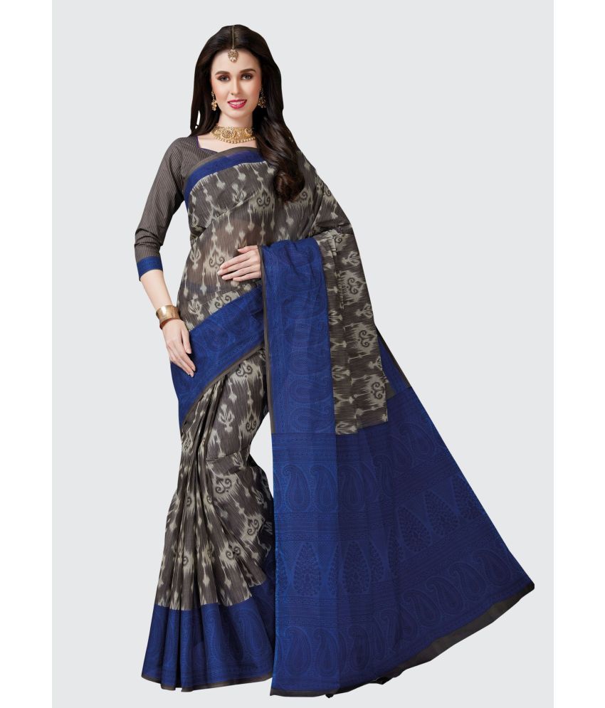     			SHANVIKA - Grey Cotton Saree With Blouse Piece ( Pack of 1 )