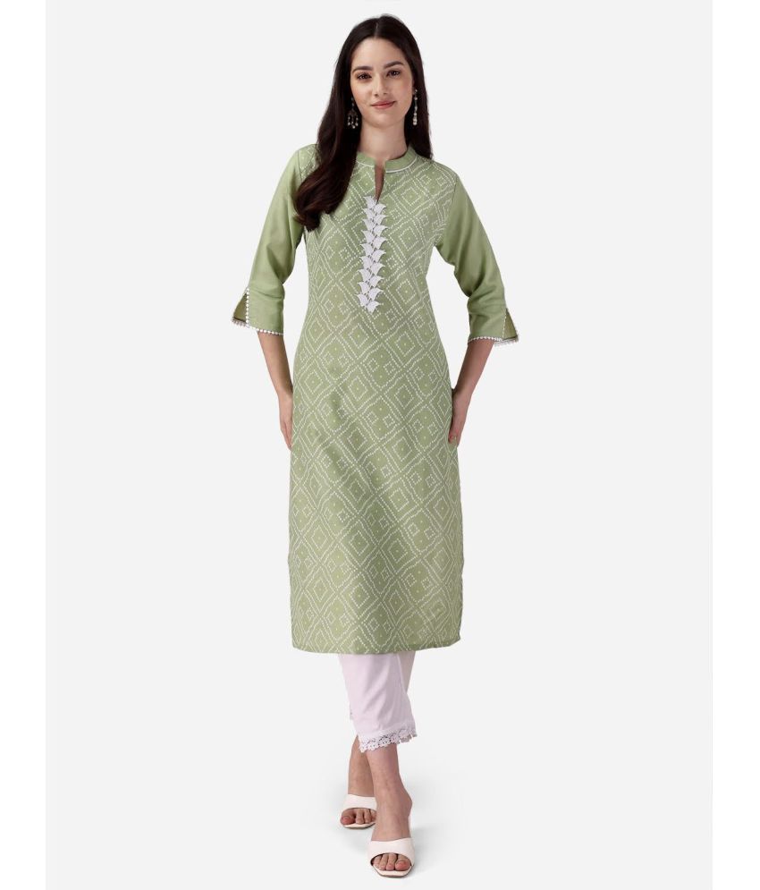     			Style Samsara - Green Straight Cotton Blend Women's Stitched Salwar Suit ( Pack of 1 )
