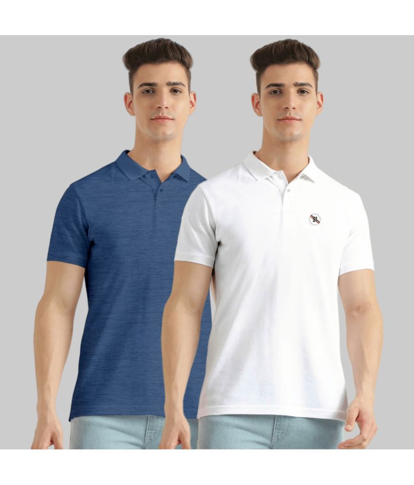     			TAB91 - White Cotton Blend Slim Fit Men's Polo T Shirt ( Pack of 2 )