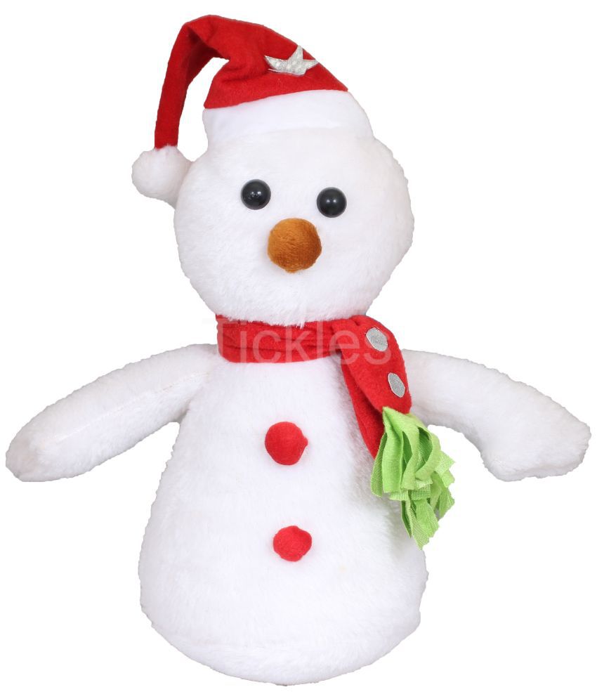     			Tickles Soft Stuffed Plush Christmas Snowman with Santa Cap and Muffler Toy for Kids (Color: White Size: 35 cm)