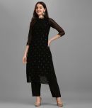 Hritika - Black Straight Georgette Women's Stitched Salwar Suit ( Pack of 1 )