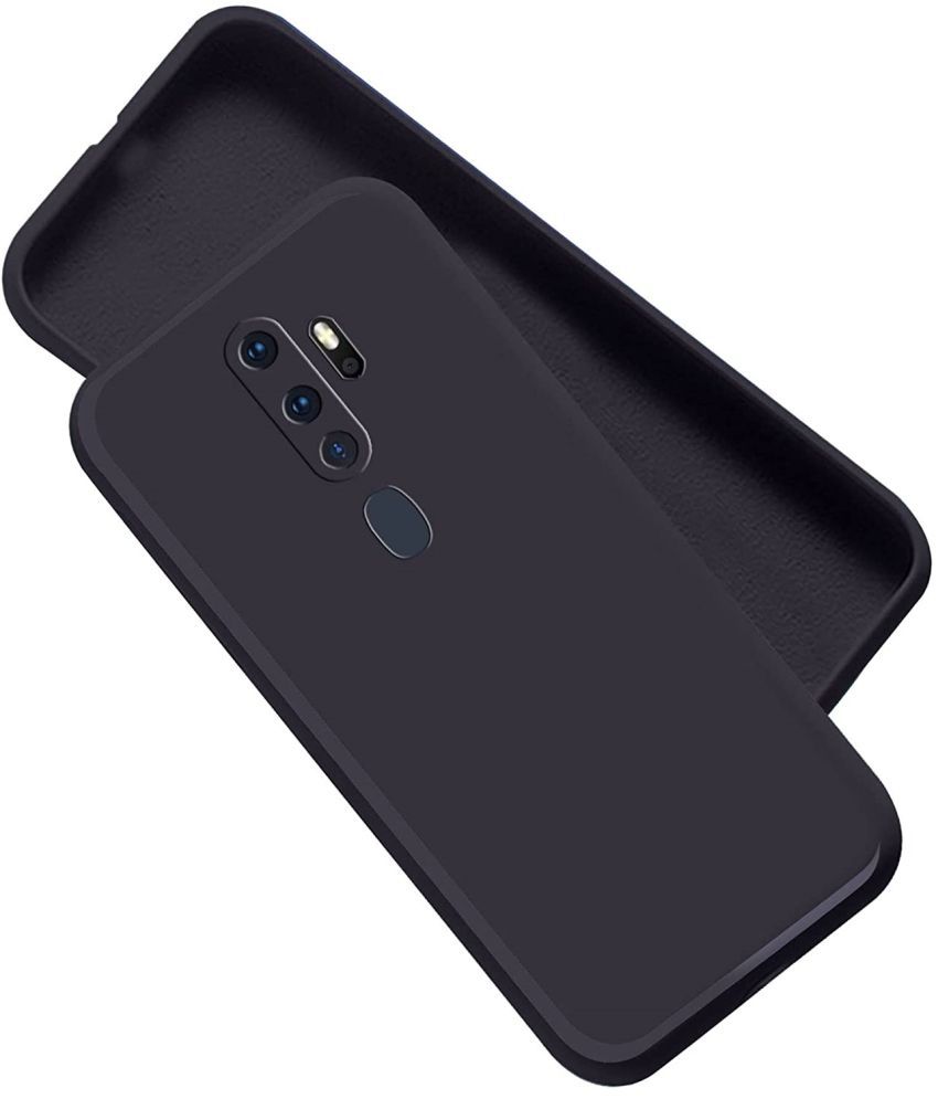     			Case Vault Covers - Black Silicon Plain Cases Compatible For Oppo A5 2020 ( Pack of 1 )