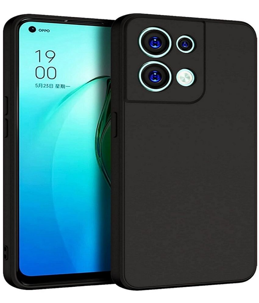     			Case Vault Covers - Black Silicon Plain Cases Compatible For Oppo Reno 8 5G ( Pack of 1 )
