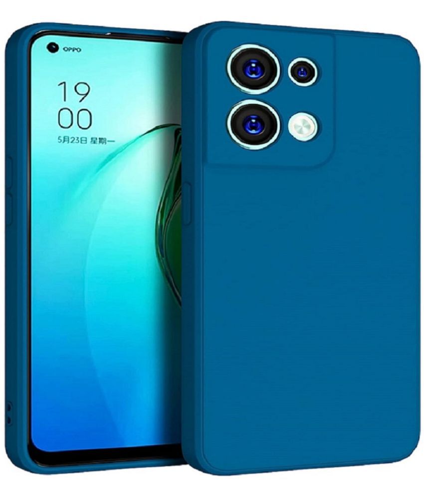     			Case Vault Covers - Blue Silicon Plain Cases Compatible For Oppo Reno 8 5G ( Pack of 1 )