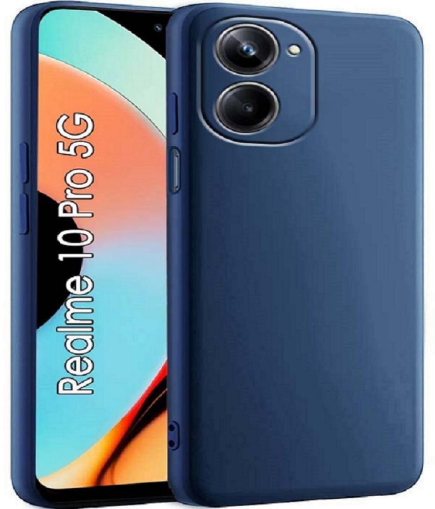     			Case Vault Covers - Blue Silicon Plain Cases Compatible For Realme 10 Pro 5G ( Pack of 1 )