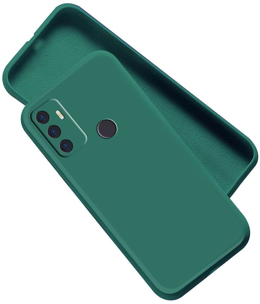     			Case Vault Covers - Green Silicon Plain Cases Compatible For Oppo A53s ( Pack of 1 )