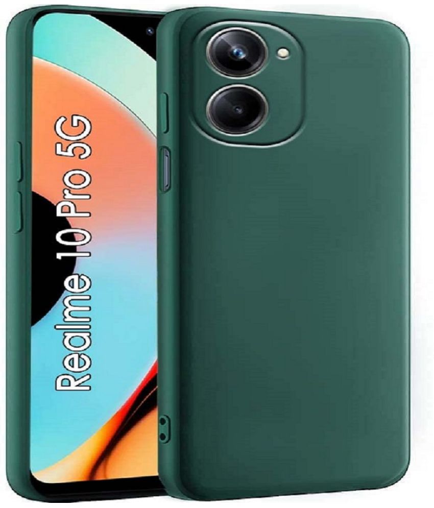     			Case Vault Covers - Green Silicon Plain Cases Compatible For Realme 10 Pro 5G ( Pack of 1 )