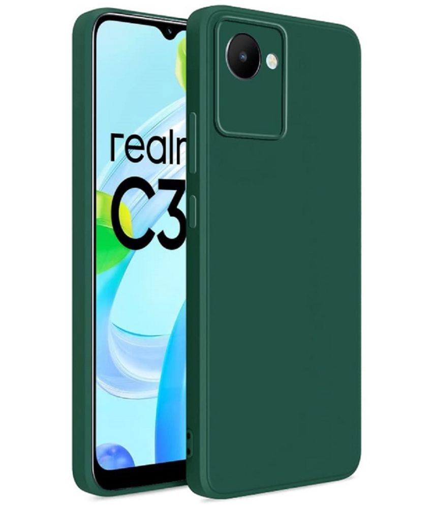     			Case Vault Covers - Green Silicon Plain Cases Compatible For Realme C30s ( Pack of 1 )