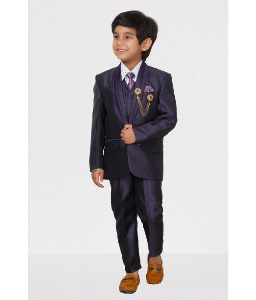     			DKGF Fashion - Purple Polyester Boys Suit ( Pack of 1 )