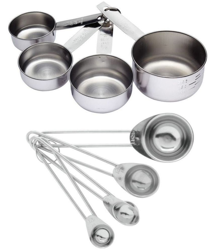     			JISUN - Stainless Steel Measuring Cups & Spoons Set ( Pack of 8 )