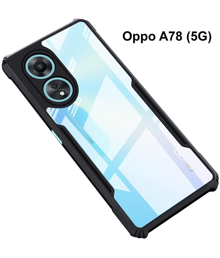     			JMA - Black Polycarbonate Hybrid Bumper Covers Compatible For OPPO A78 5G ( Pack of 1 )