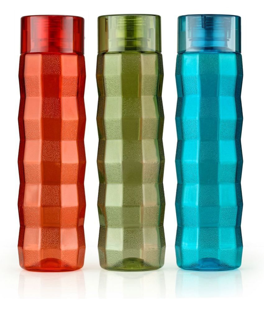     			MAMIRA - Plastic School/College/Office/Fridge Multicolour Water Bottle 1000 mL ( Set of 3 )