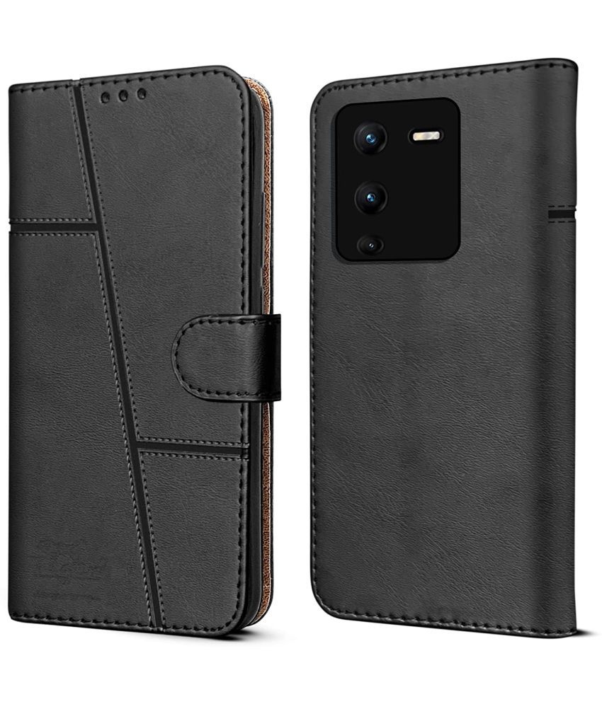     			NBOX - Black Artificial Leather Flip Cover Compatible For Vivo V25 Pro ( Pack of 1 )