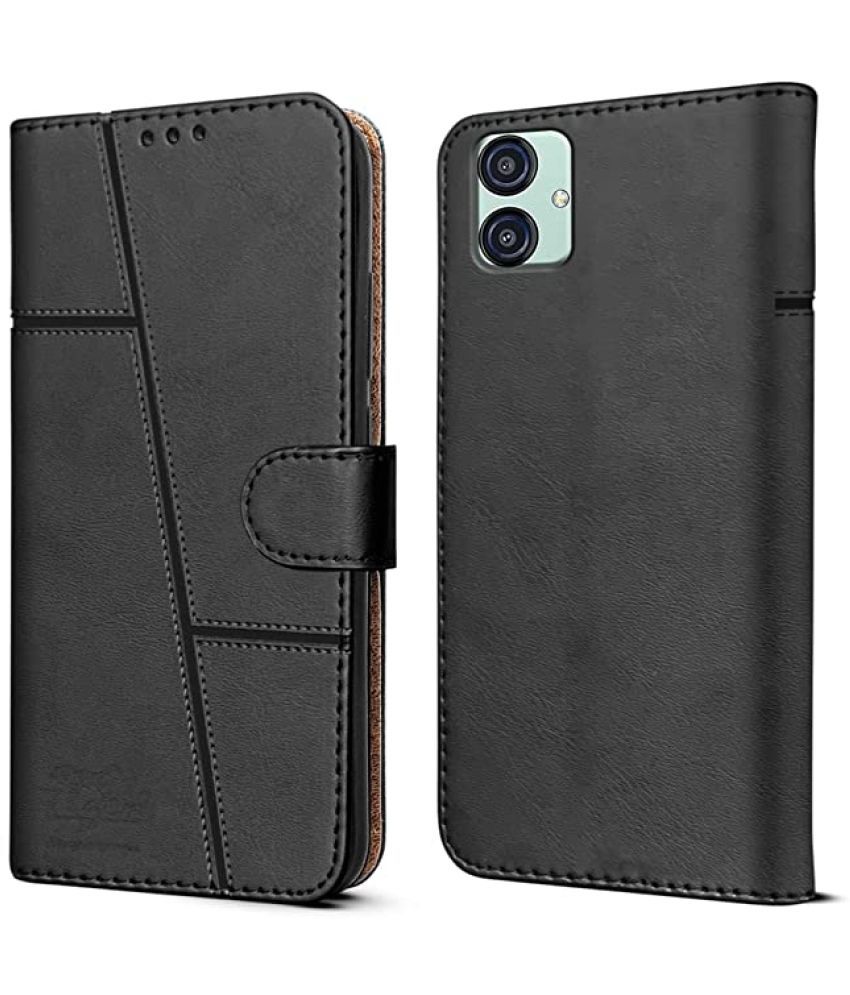     			NBOX - Black Artificial Leather Flip Cover Compatible For Samsung Galaxy A04 ( Pack of 1 )