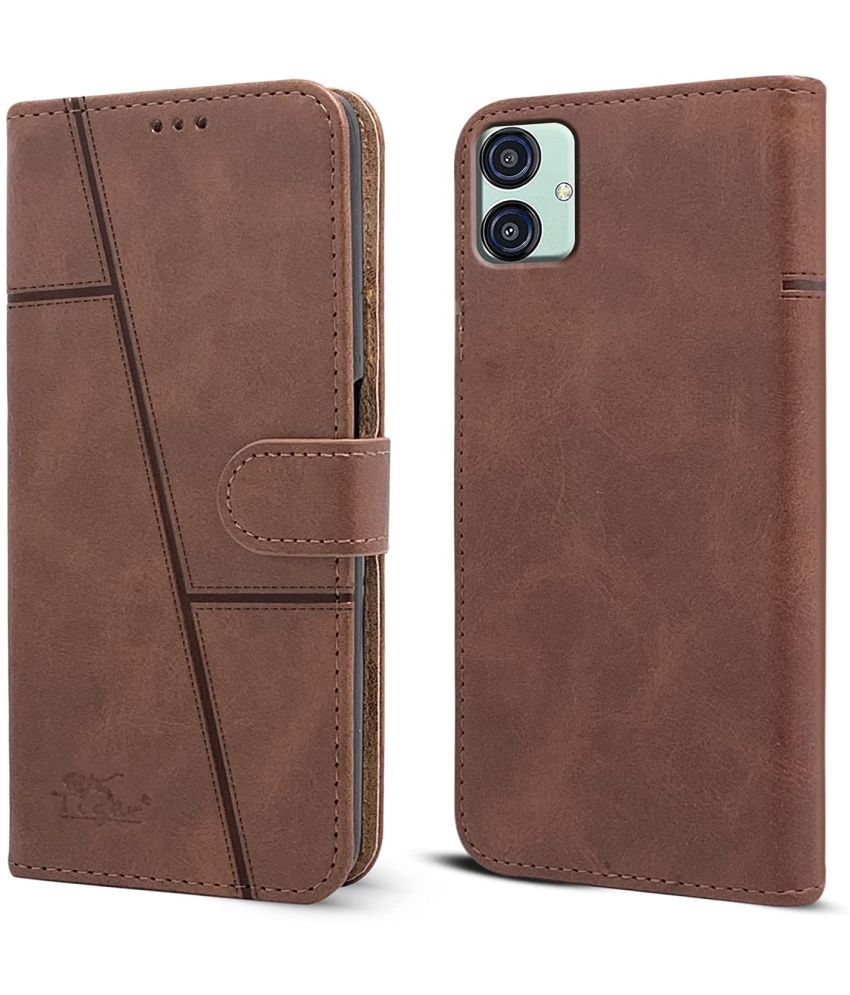     			NBOX - Brown Artificial Leather Flip Cover Compatible For Samsung Galaxy A04 ( Pack of 1 )