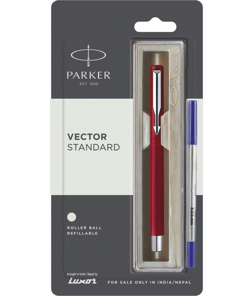     			Parker Vector Standard Chrome Trim Red Body Color Roller Ball Pen (Red)
