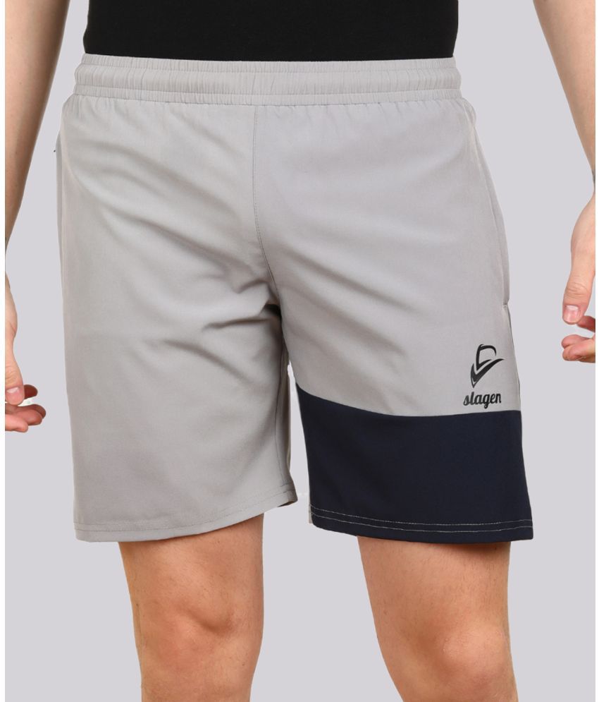     			SLAGEN - Light Grey Polyester Men's Running Shorts ( Pack of 1 )