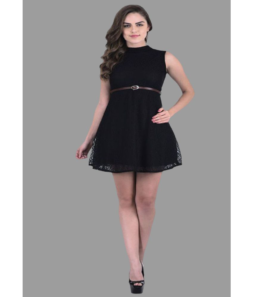    			Triraj - Black Net Women's A-line Dress ( Pack of 1 )
