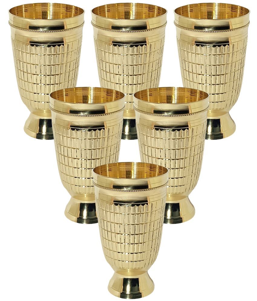     			A & H ENTERPRISES - Designer Heavy Water Brass Glasses Set 250 ml ( Pack of 6 )