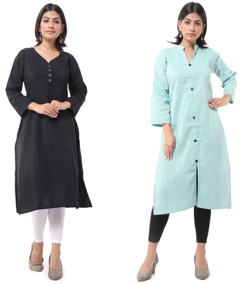     			DESHBANDHU DBK - Multicolor Cotton Women's Front Slit Kurti ( Pack of 2 )