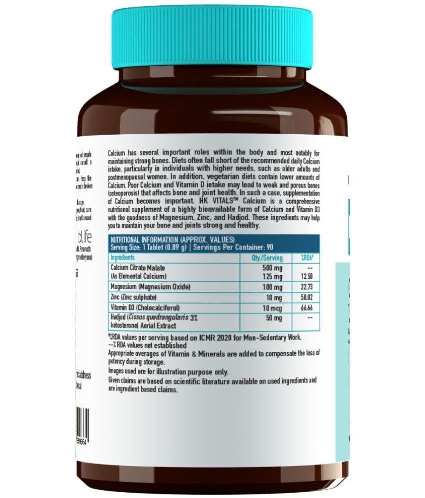 HealthKart HK Vitals Calcium + Vitamin D3 Supplement, 90 Calcium