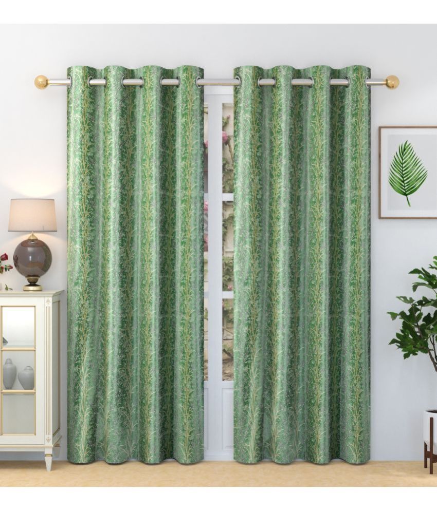     			Homefab India Abstract Blackout Eyelet Long Door Curtain 9ft (Pack of 2) - Green
