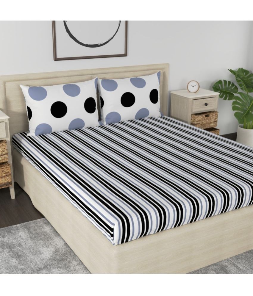     			Huesland - Black Cotton Single Bedsheet with 1 Pillow Cover