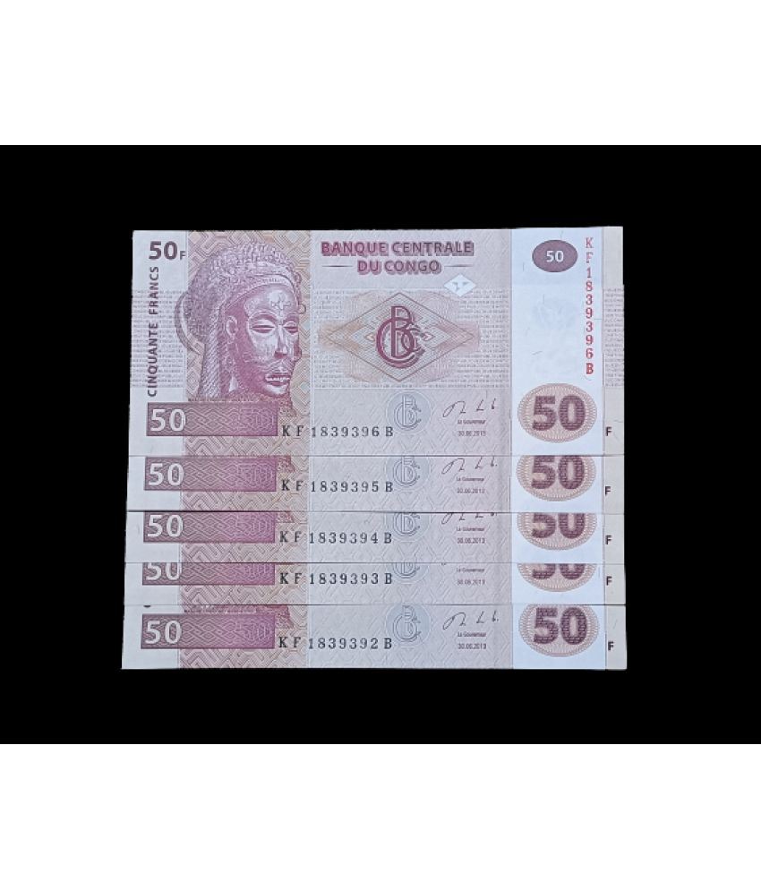     			SUPER ANTIQUES GALLERY - CONGO 50 FRANCS SET OF 5 PCS 5 Paper currency & Bank notes