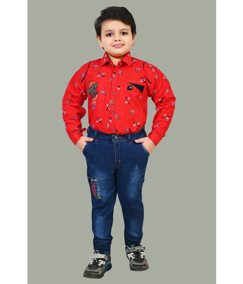     			Arshia Fashions - Red Cotton Blend Boys Shirt & Jeans ( Pack of 1 )
