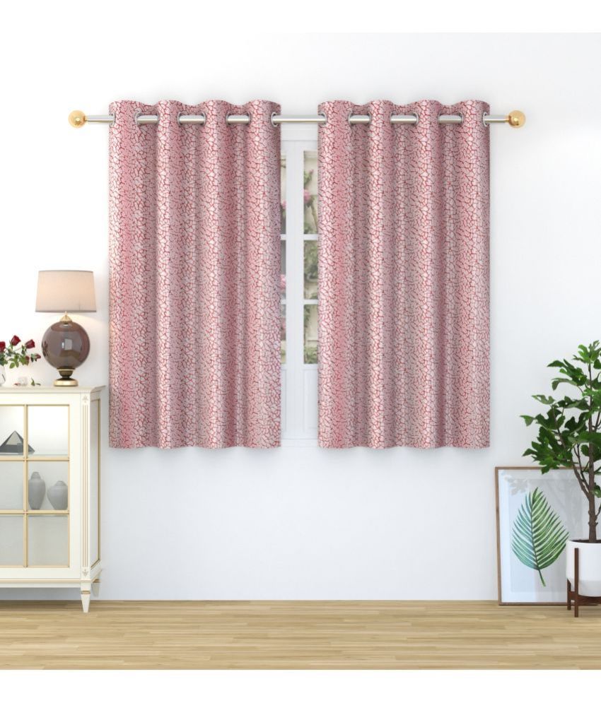     			Homefab India Abstract Blackout Eyelet Window Curtain 5ft (Pack of 2) - Maroon