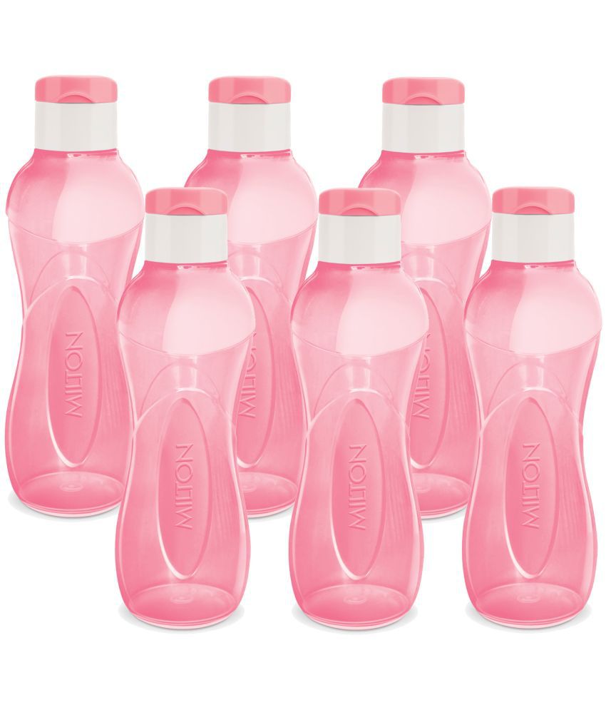     			Milton I Go Flip Plastic Water Bottle Set of 6, 750 ml Each, Pink | Sports | Gym | Home | Kitchen | Travel Bottle | Hiking | Treking | Reusable