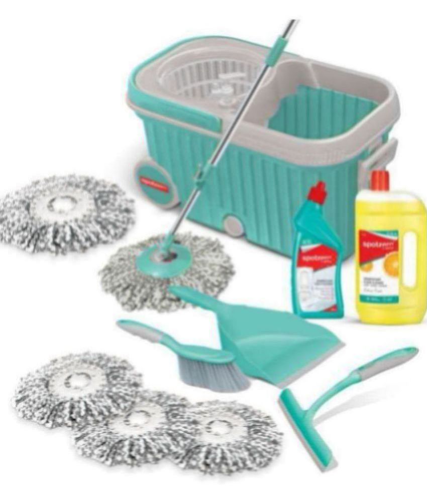     			Spotzero By Milton Elite Mop Floor and Kitchen Cleaning - (Dustpan Set With Brush 1 pc, Toilet Cleaner 1 pc - 500 ml, Floor Cleaner 1 pc - 1 Ltrs, Kitchen Platform Moppy 1 pc, Spin Mop Refill 3 pc)
