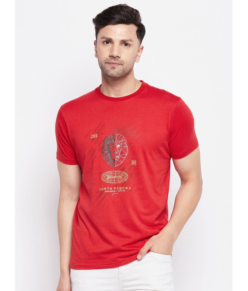     			98 Degree North - Red Cotton Blend Regular Fit Men's T-Shirt ( Pack of 1 )