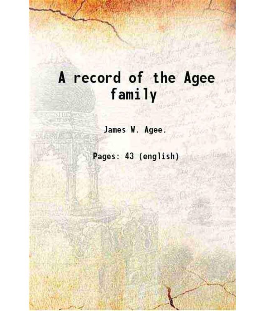     			A record of the Agee family 1893 [Hardcover]
